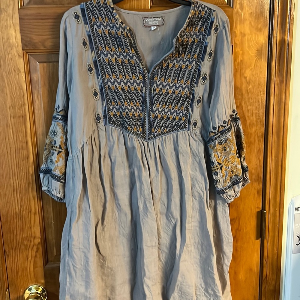 New Johnny Was Anika Paris Tunic  Dress Embroidered M $275